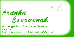 aranka cservenak business card
